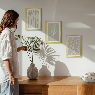 Photo frame wall Plant and geometric patterns in subdued colors