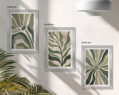 Photo frame wall Plant patterns in shades of green and beige