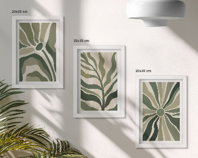 Photo frame wall Plant patterns in shades of green and beige