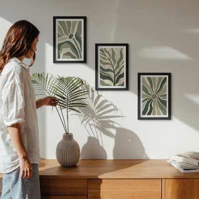 Photo frame wall Plant patterns in shades of green and beige