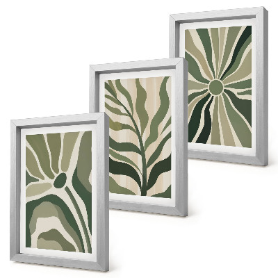 Photo frame wall Plant patterns in shades of green and beige