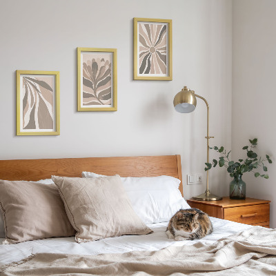 Framed triptych Abstract plant patterns in shades of beige and brown