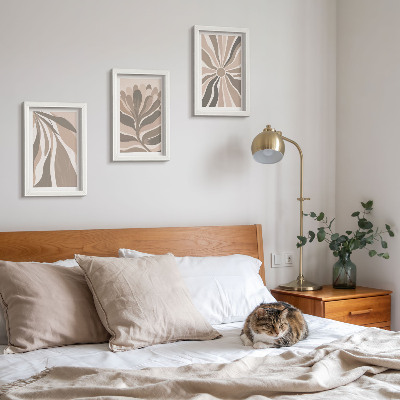 Framed triptych Abstract plant patterns in shades of beige and brown