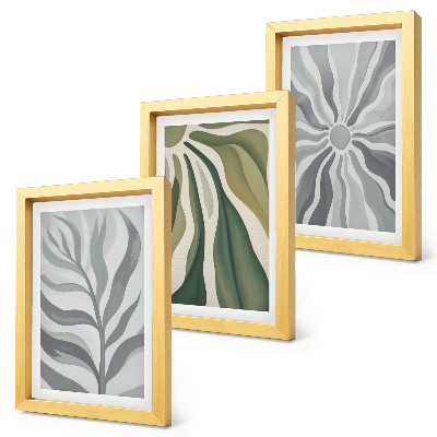 3-piece wall art set Plant patterns in shades of green and gray