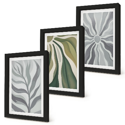 3-piece wall art set Plant patterns in shades of green and gray