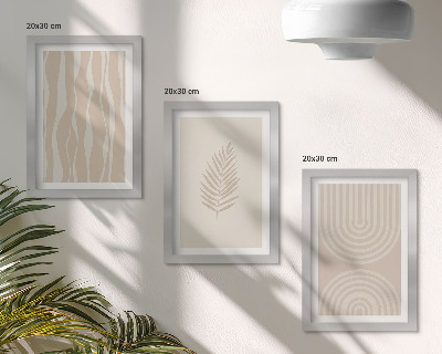 Framed triptych Patterns in shades of beige with plant motifs