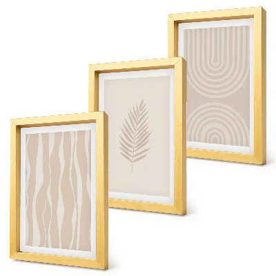 Framed triptych Patterns in shades of beige with plant motifs