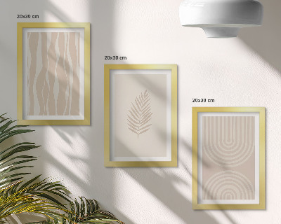 Framed triptych Patterns in shades of beige with plant motifs