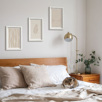 Framed triptych Patterns in shades of beige with plant motifs