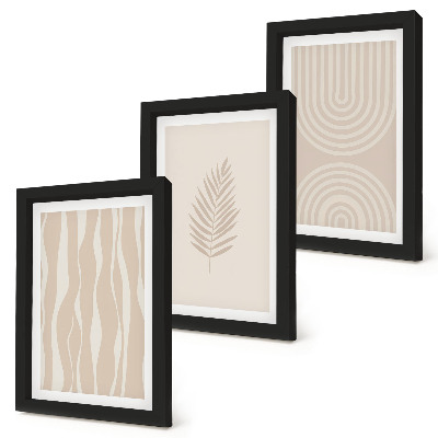 Framed triptych Patterns in shades of beige with plant motifs