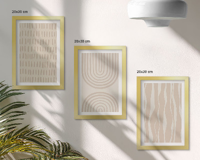 Framed triptych Abstract patterns in shades of beige and white