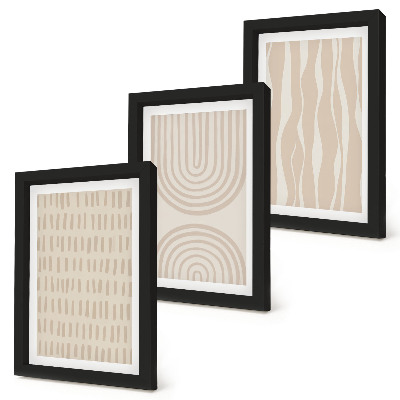 Framed triptych Abstract patterns in shades of beige and white