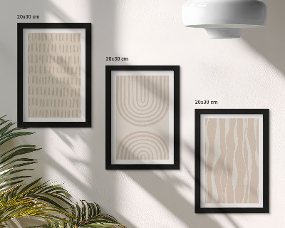 Framed triptych Abstract patterns in shades of beige and white