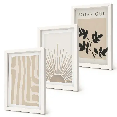 3-piece wall art set featuring abstract floral patterns in neutral tones