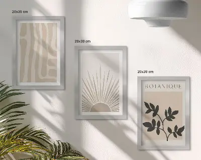 3-piece wall art set featuring abstract floral patterns in neutral tones