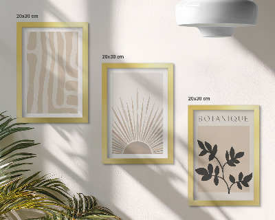 3-piece wall art set Abstract patterns with floral accents in neutral tones