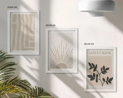 3-piece wall art set featuring abstract floral patterns in neutral tones