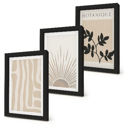 3-piece wall art set Abstract patterns with floral accents in neutral tones