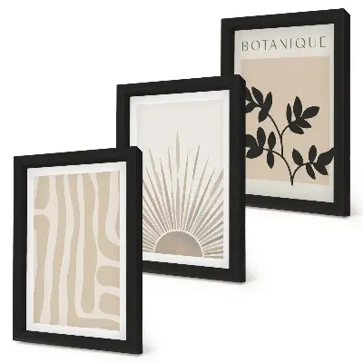 3-piece wall art set featuring abstract floral patterns in neutral tones