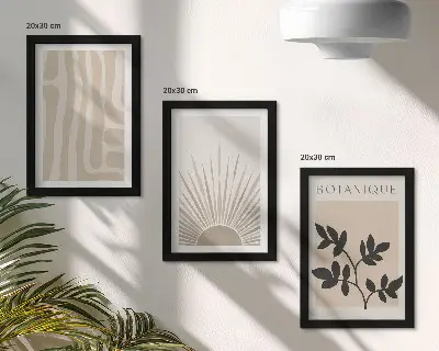 3-piece wall art set featuring abstract floral patterns in neutral tones