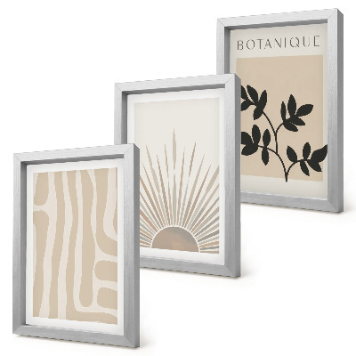 3-piece wall art set Abstract patterns with floral accents in neutral tones