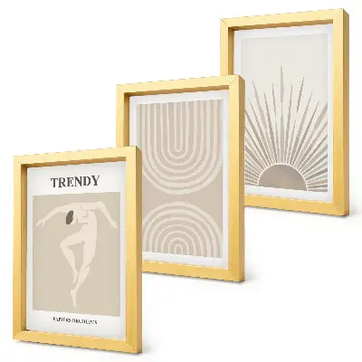 Photo frame wall with fashionable boho abstract pastel posters
