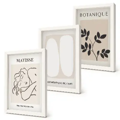 Framed triptych Stylish minimalist paintings with plant motifs by Matisse