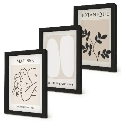 Framed triptych Stylish minimalist paintings with plant motifs by Matisse