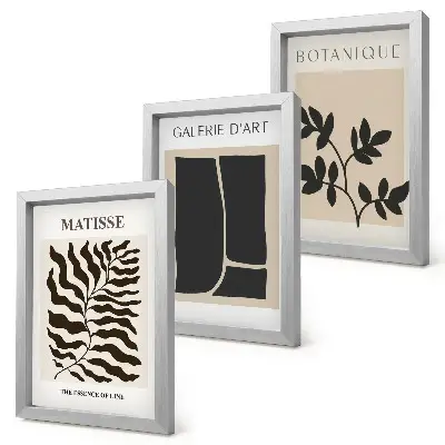 3-piece wall art set with minimalist plant and abstract patterns
