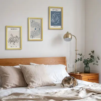 3-piece wall art set Flowers lines and abstract shapes posters