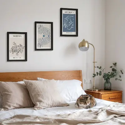 3-Piece abstract floral wall art set posters with flowers, lines, and abstract shapes