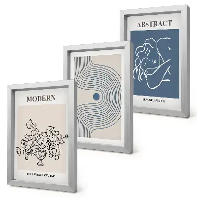 3-Piece abstract floral wall art set posters with flowers, lines, and abstract shapes