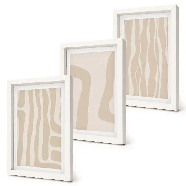 Photo frame wall gallery set with abstract patterns and minimalist boho style shapes
