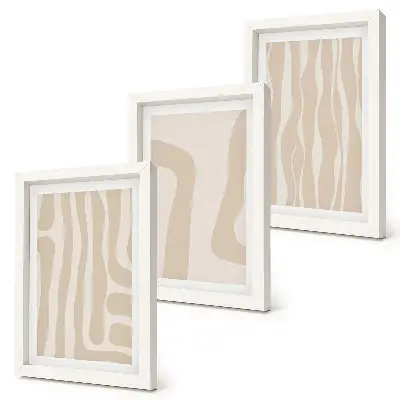 Photo frame wall gallery set with abstract patterns and minimalist boho style shapes