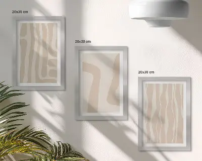 Photo frame wall gallery set with abstract patterns and minimalist boho style shapes