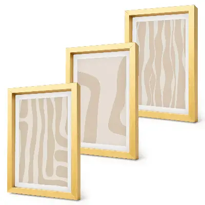 Photo frame wall gallery set with abstract patterns and minimalist boho style shapes
