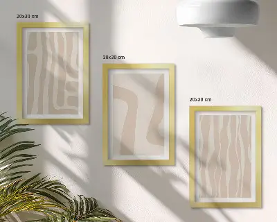 Photo frame wall gallery set with abstract patterns and minimalist boho style shapes