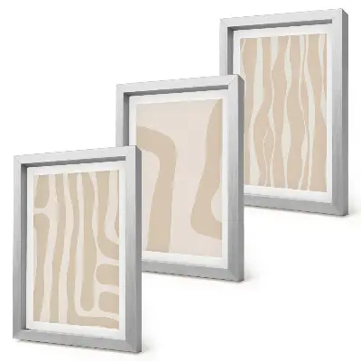 Photo frame wall gallery set with abstract patterns and minimalist boho style shapes