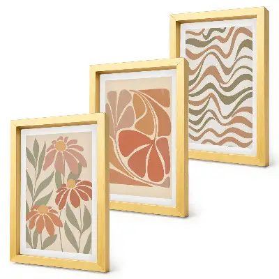 Pastel flowers and abstract patterns framed triptych