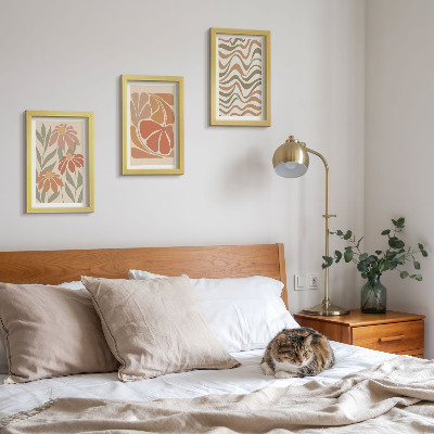 Framed triptych Pastel flowers and abstract patterns