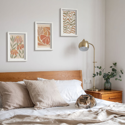 Framed triptych Pastel flowers and abstract patterns