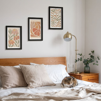 Framed triptych Pastel flowers and abstract patterns