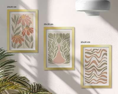 3-piece wall art set Pastel floral illustrations wavy abstract