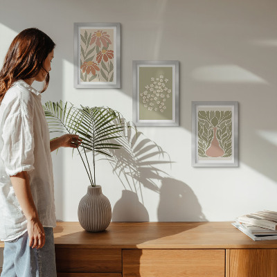 Photo frame wall Floral motifs, minimalist patterns, boho style