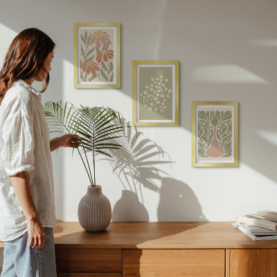 Photo frame wall Floral motifs, minimalist patterns, boho style