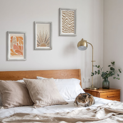 Framed triptych Sun boho pastel abstract shapes