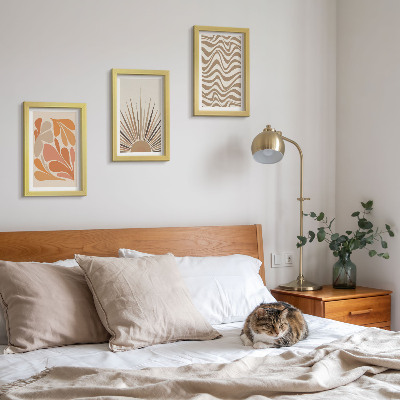 Framed triptych Sun boho pastel abstract shapes