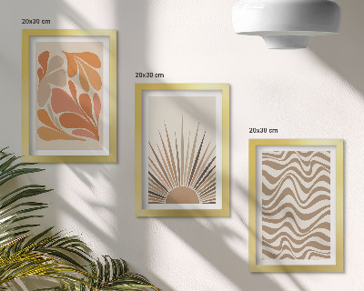 Framed triptych Sun boho pastel abstract shapes