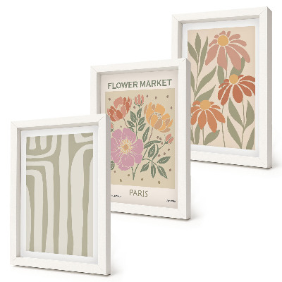 3-piece wall art set Botanical motifs poster Paris minimalism