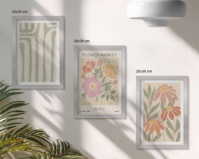 3-piece wall art set Botanical motifs poster Paris minimalism